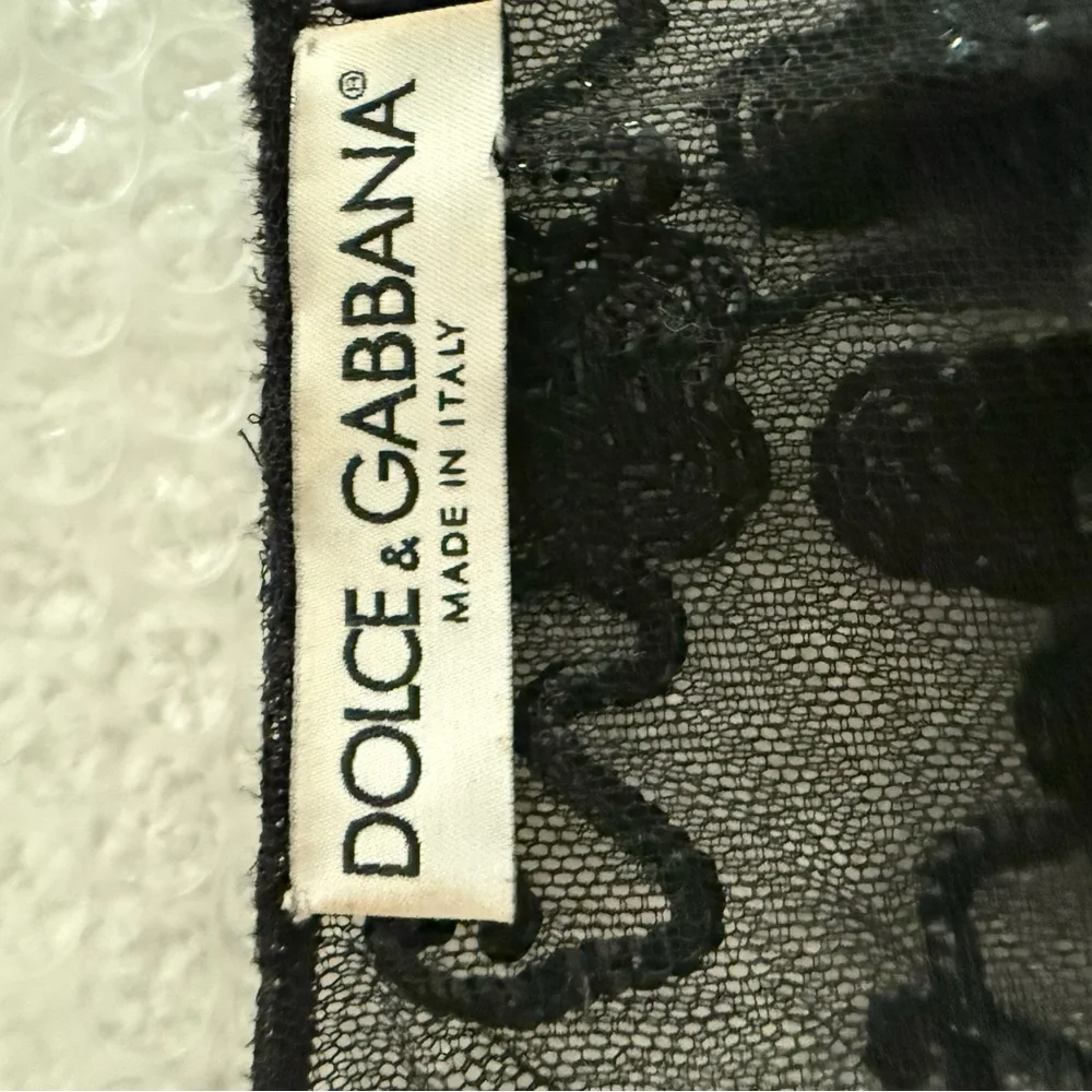 Dolce & Gabbana Sheer Lace Beaded Top Vintage Italy - Picture 11 of 13